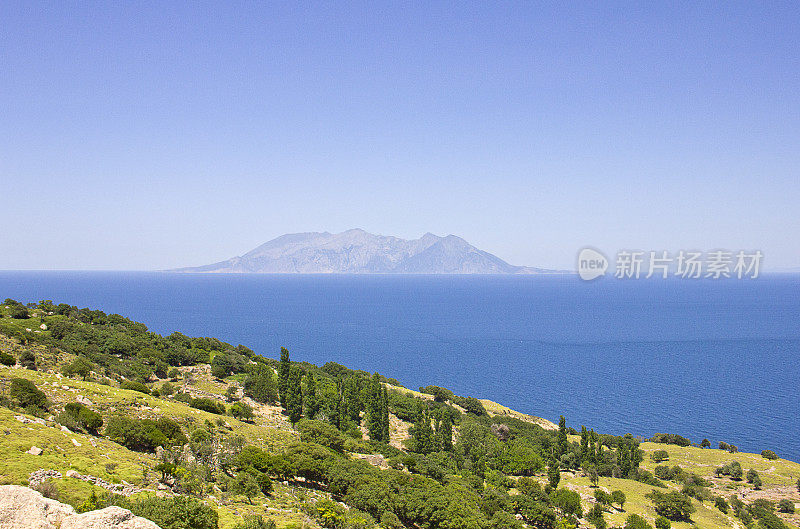 爱琴海土耳其，萨莫色雷斯岛从Gökçeada (Imroz)